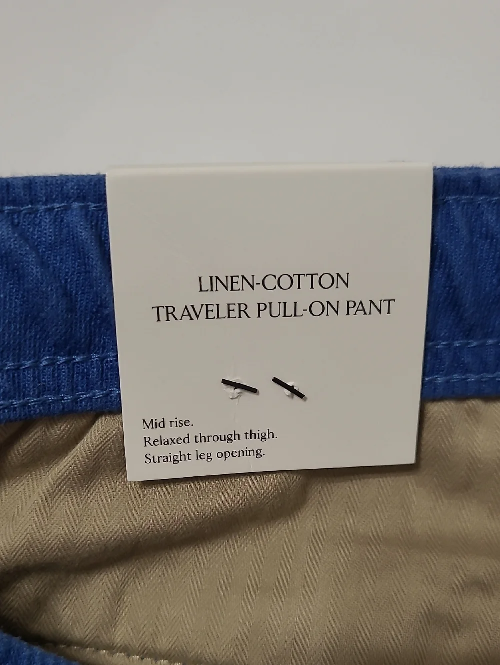 NWT Banana Republic Blue Linen-Cotton Blend Traveler Pull-On Pants size XL